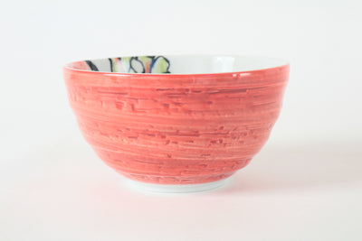 Mino ware Japanese Ceramics 5.1in Large Rice Bowl Donburi Red Turnip Made in Japan