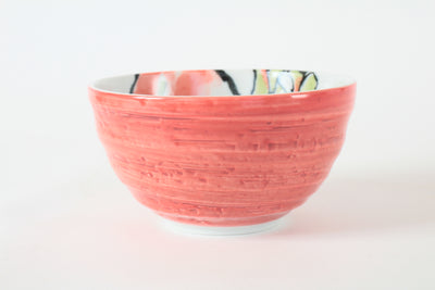 Mino ware Japanese Ceramics 5.1in Large Rice Bowl Donburi Red Turnip Made in Japan