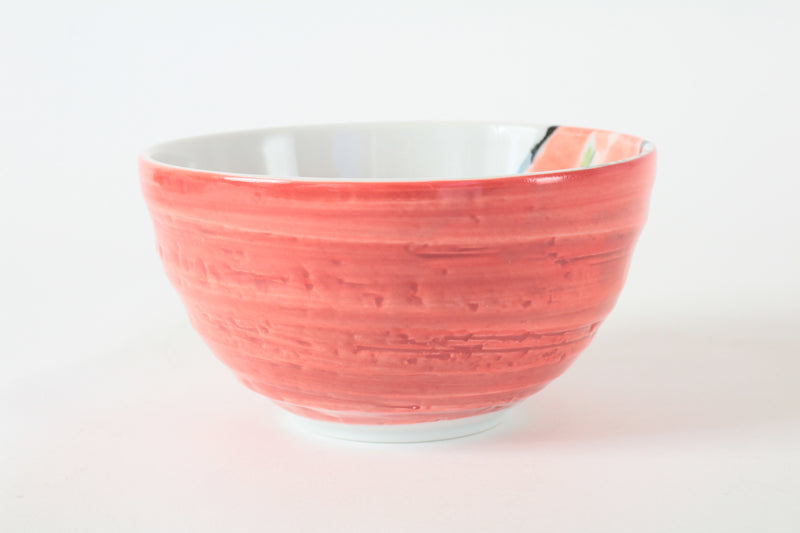 Mino ware Japanese Ceramics 5.1in Large Rice Bowl Donburi Red Turnip Made in Japan