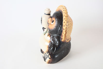 Shigaraki ware Japanese Ceramic Statue Lucky Fatty Raccoon with a Tokkuri Made in Japan