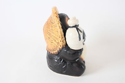 Shigaraki ware Japanese Ceramic Statue Lucky Fatty Raccoon with a Tokkuri Made in Japan