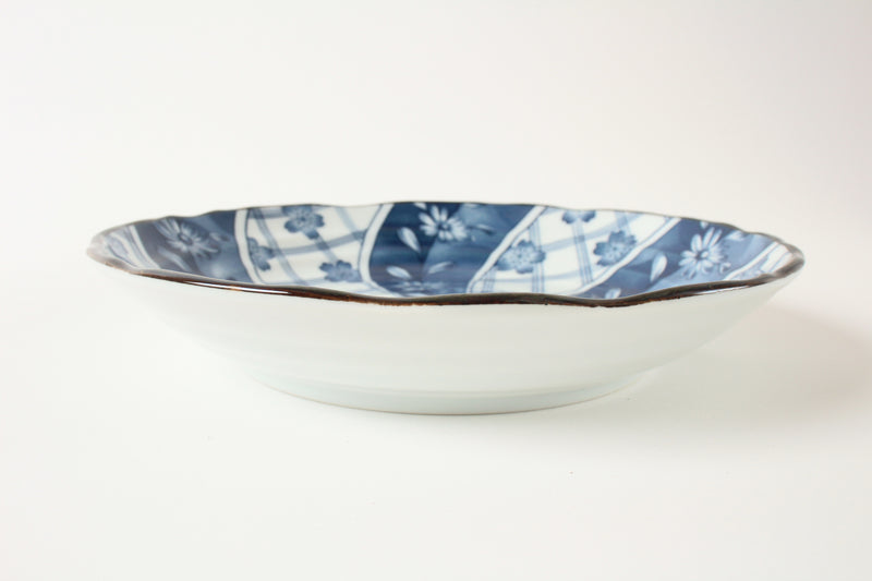 Mino ware Japanese Ceramics 2 Pasta Plate & 2 Salad Plate set Spiral Flower