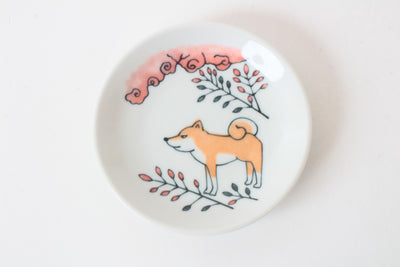 Mino ware Japan Ceramics Mini Round Plate / Dish Set of 4 (Cat, Dog, Zebra, Bird) Made in Japan