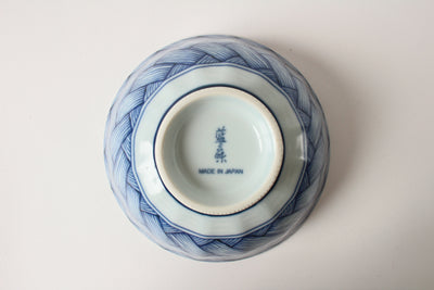 Mino ware Japanese Ceramics Rice Bowl Indigo Mesh made in Japan