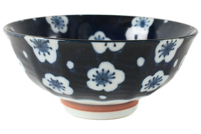 Mino ware Japanese Ceramics Rice Bowl Indigo Plum Flower made in Japan