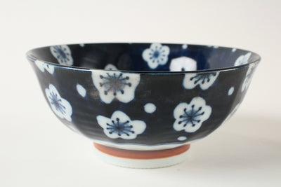 Mino ware Japanese Ceramics Rice Bowl Indigo Plum Flower made in Japan