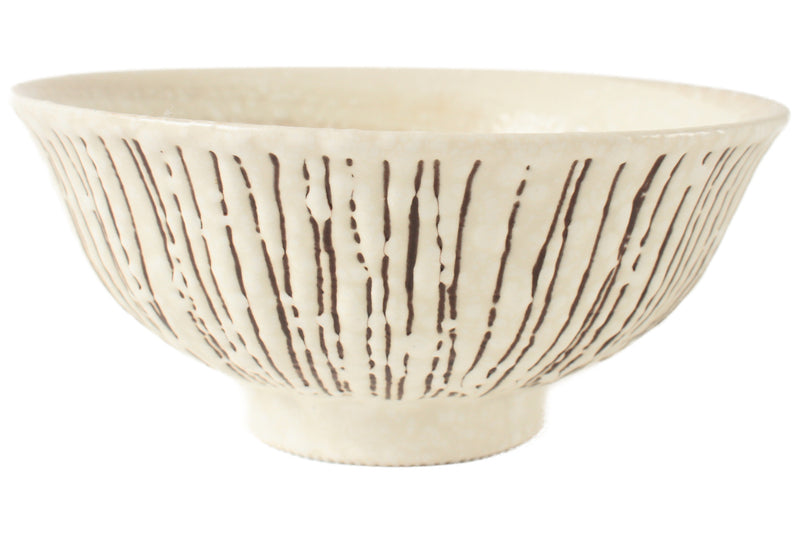 Mino ware Japanese Ceramics Rice Bowl Antique White Tokusa patterns