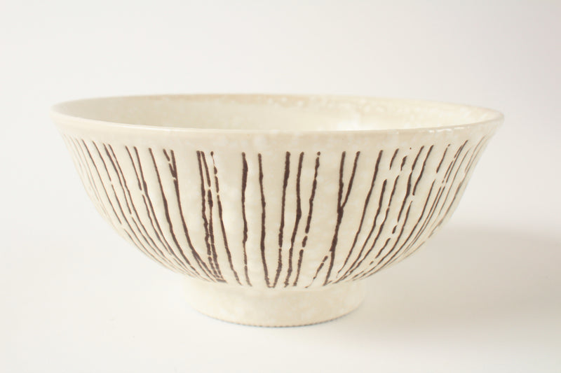 Mino ware Japanese Ceramics Rice Bowl Antique White Tokusa patterns