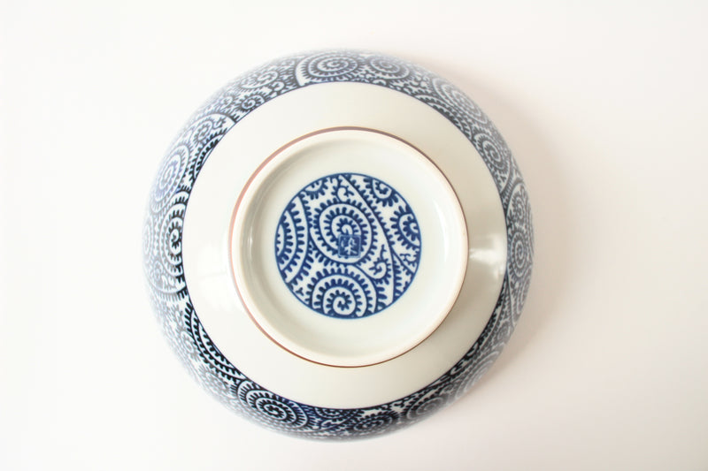 Mino ware Japan Ceramics Large & Wide Noodle Bowl Karakusa Pattern ( 1000ml )