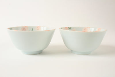 Mino ware Japanese Ceramics Rice Bowl Set of Two Sakura Light Blue made in Japan