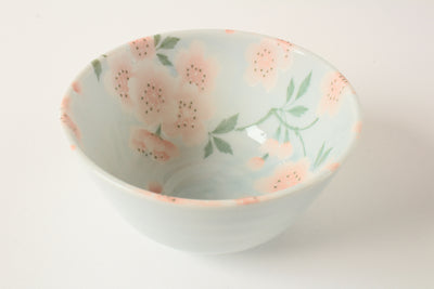 Mino ware Japanese Ceramics Rice Bowl Set of Two Sakura Light Blue made in Japan