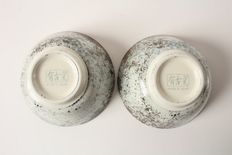 Mino ware Japanese Ceramics Rice Bowl Set of Two Rusty Green made in Japan
