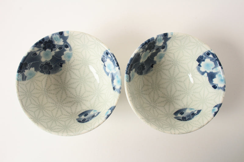 Mino ware Japanese Ceramics Rice Bowl Set of Two Flax Ornament made in Japan
