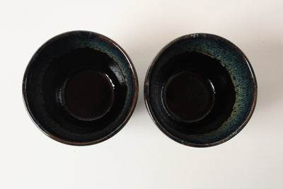 Mino ware Japan Pottery Pair Sobachoko Cup Tenmoku Black made in Japan