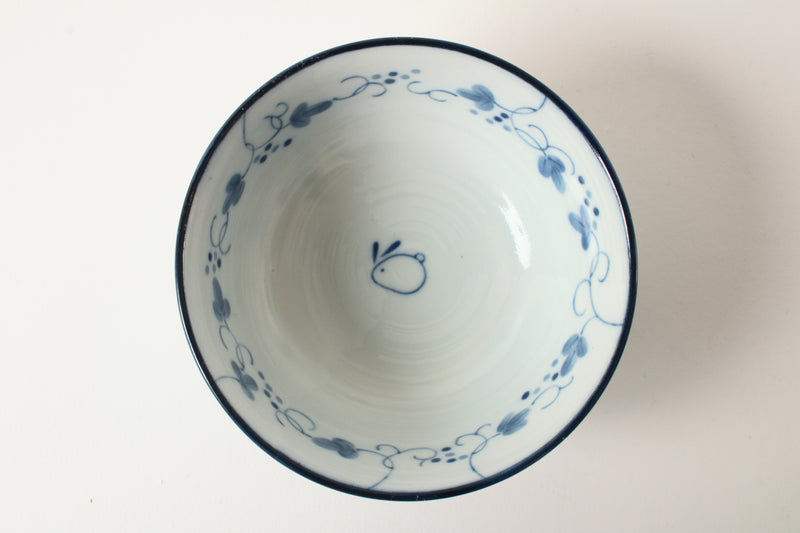 Mino ware Japanese Ceramics Rice Bowl Rabbit & Leaf made in Japan