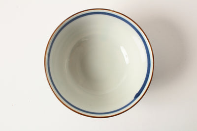Mino ware Japanese Ceramics Rice Bowl Navy & Brown Border made in Japan