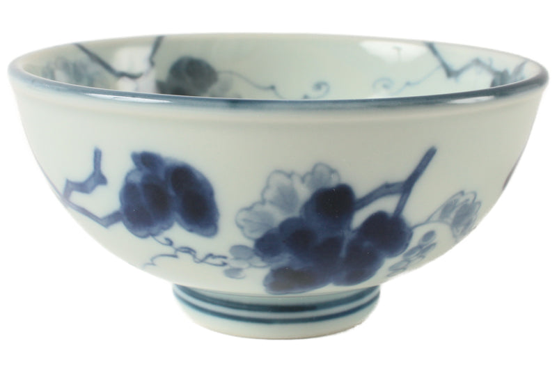 Mino ware Japanese Ceramics Rice Bowl Indigo Grapes made in Japan