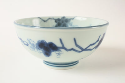Mino ware Japanese Ceramics Rice Bowl Indigo Grapes made in Japan