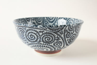 Mino ware Japanese Ceramics Rice Bowl Indigo Karakusa made in Japan