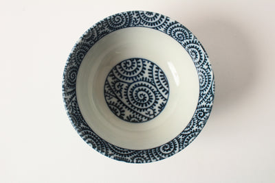 Mino ware Japanese Ceramics Rice Bowl Indigo Karakusa made in Japan