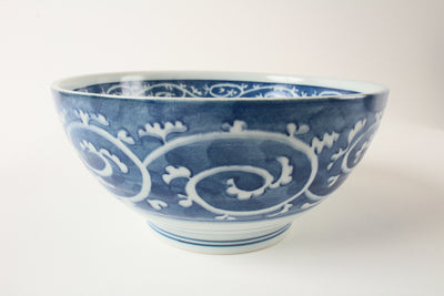 Mino ware Japan Ceramics Ramen Noodle Donburi Blue Karakusa Pattern made in Japan
