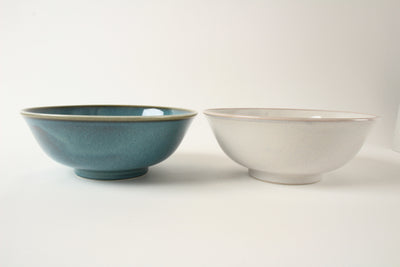 Mino ware Japanese Ceramics Ramen Noodle Donburi Bowl Metallic White & Green