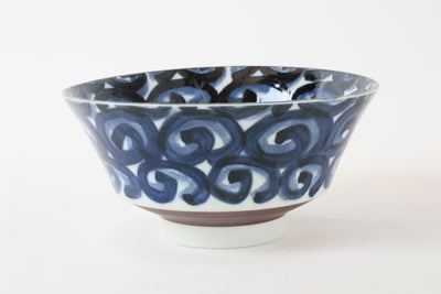 Mino ware Japan Ceramics Ramen Noodle Donburi Bowl Indigo Spiral pattern Made in Japan