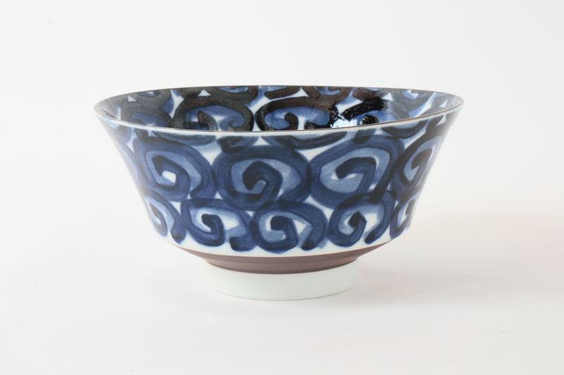 Mino ware Japan Ceramics Ramen Noodle Donburi Bowl Indigo Spiral pattern Made in Japan