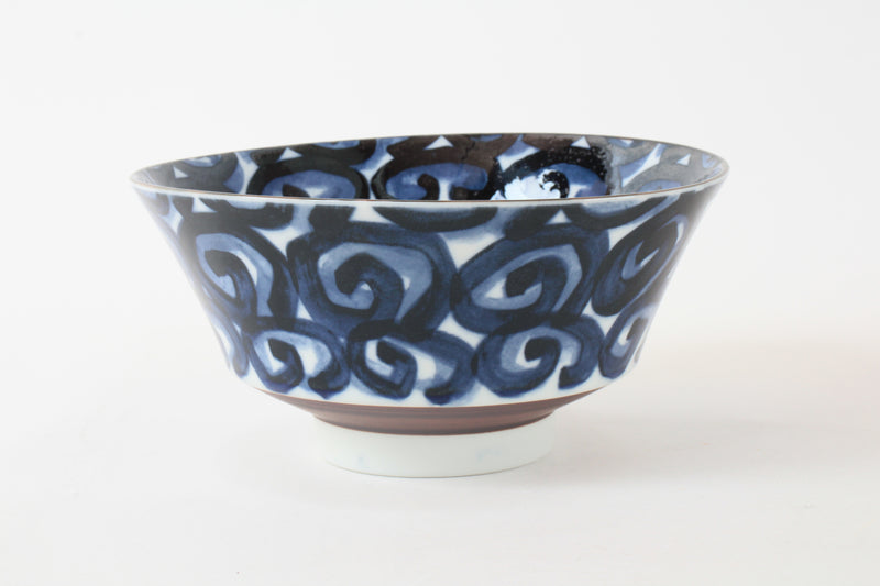 Mino ware Japan Ceramics Ramen Noodle Donburi Bowl Indigo Spiral pattern Made in Japan