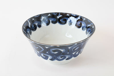 Mino ware Japan Ceramics Ramen Noodle Donburi Bowl Indigo Spiral pattern Made in Japan