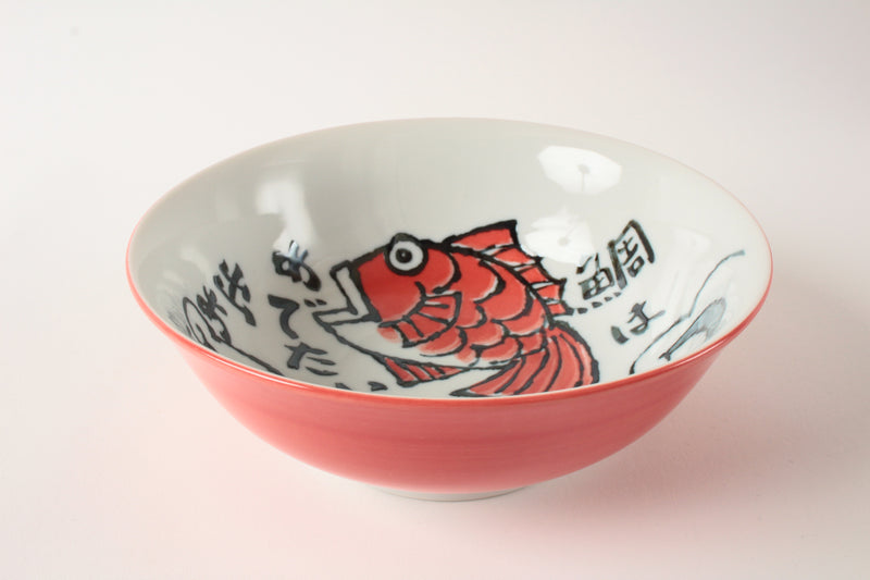 Mino ware Japan Ceramics Medetai Ramen Bowl Red Sea Bream made in Japan