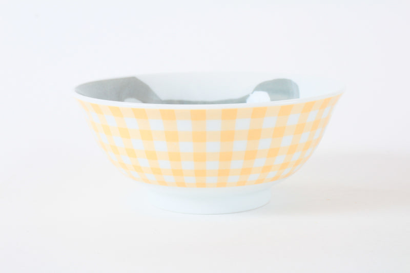 Mino ware Japanese Ceramics Kids Ramen Noodle Donburi Bowl Bear Checkered Pattern Made in Japan