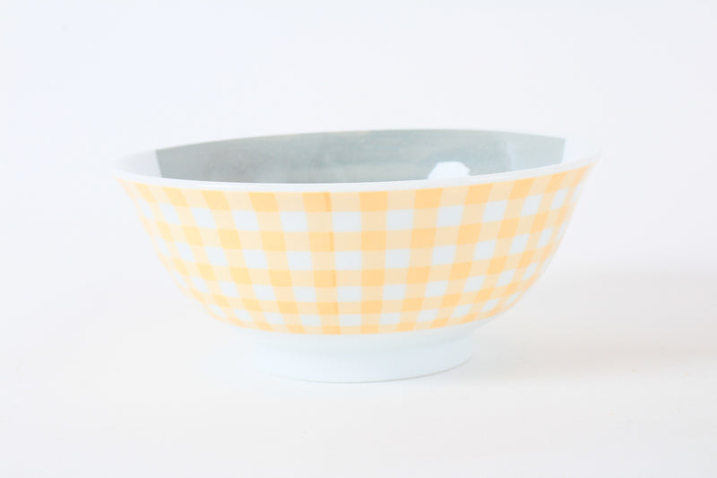 Mino ware Japanese Ceramics Kids Ramen Noodle Donburi Bowl Bear Checkered Pattern Made in Japan