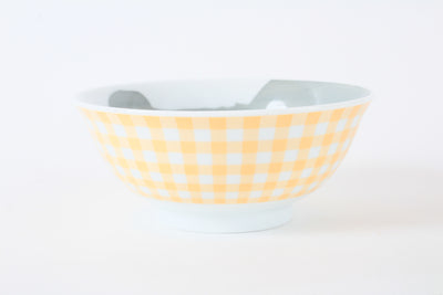 Mino ware Japanese Ceramics Kids Ramen Noodle Donburi Bowl Bear Checkered Pattern Made in Japan