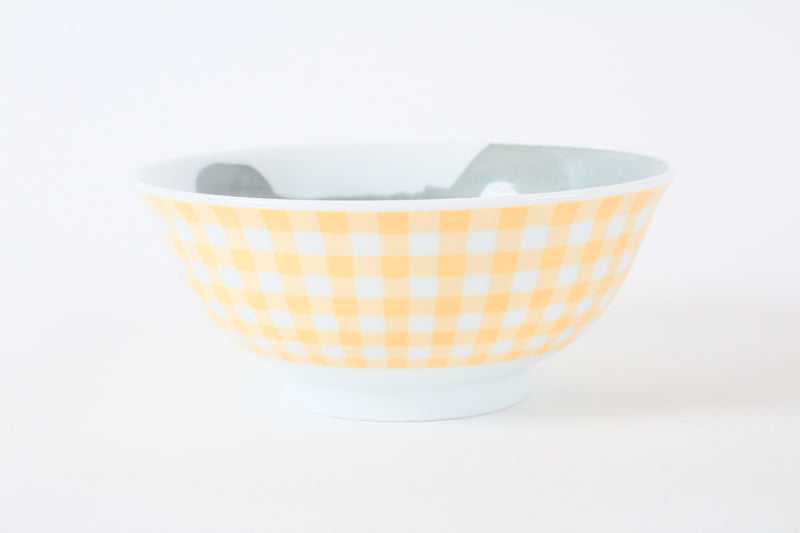 Mino ware Japanese Ceramics Kids Ramen Noodle Donburi Bowl Bear Checkered Pattern Made in Japan