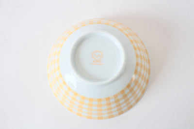 Mino ware Japanese Ceramics Kids Ramen Noodle Donburi Bowl Bear Checkered Pattern Made in Japan