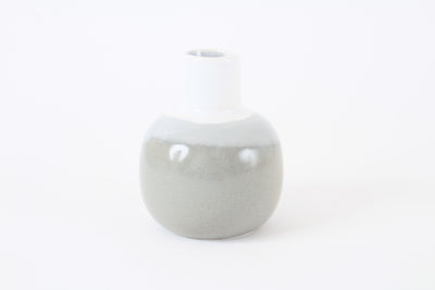 Mino ware Japanese Pottery Flask Vase, Gray Made in Japan