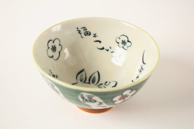Mino ware Japanese Ceramics Rice Bowl Green Lucky Rabbit made in Japan