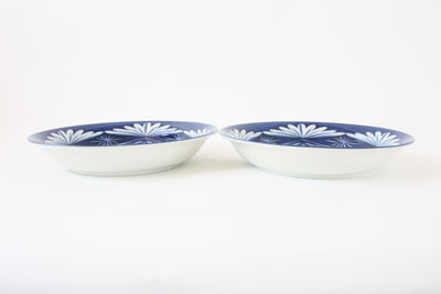 Mino ware Japanese Ceramics 8.7-inch Plate Set of 2, Kiriko Pattern, Blue Made in Japan