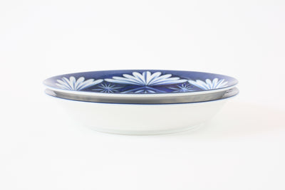 Mino ware Japanese Ceramics 8.7-inch Plate Set of 2, Kiriko Pattern, Blue Made in Japan