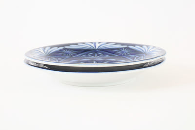 Mino ware Japanese Ceramics 6.5-inch Plate Set of 2, Kiriko Pattern, Blue Made in Japan