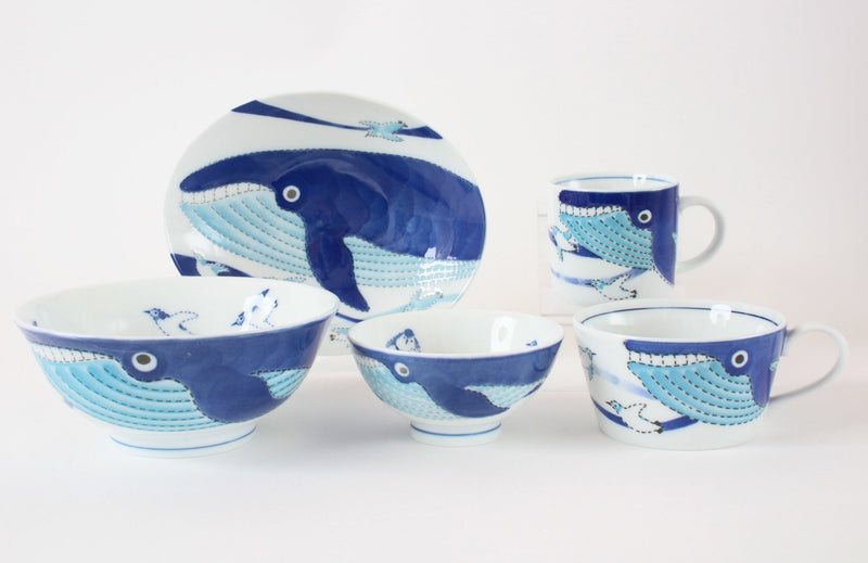 Mino ware Japanese Ceramics Soup Cup Whale and Penguin Made in Japan