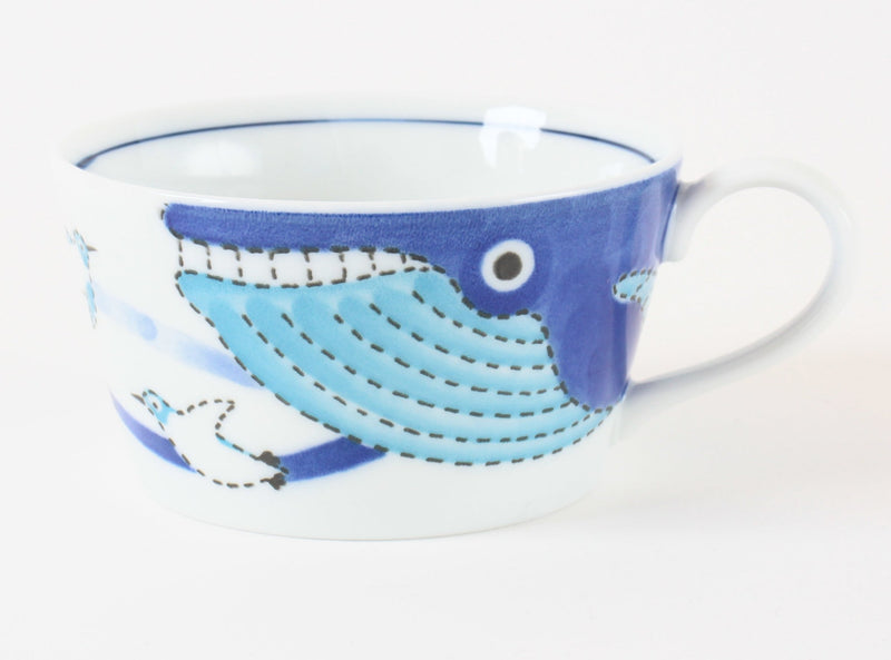 Mino ware Japanese Ceramics Soup Cup Whale and Penguin Made in Japan