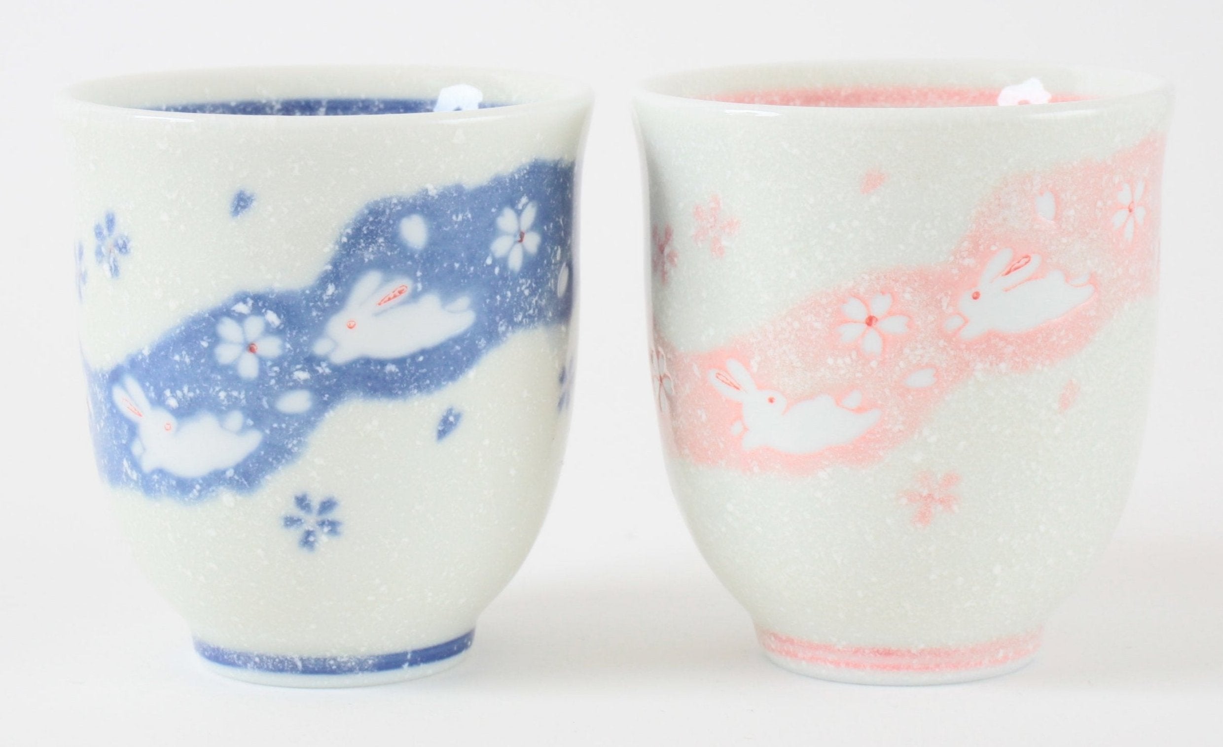 Mino ware Japanese Sushi Yunomi Chawan Tea Cup Set of 2 Rabbit Pattern ...