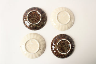 Mino ware Japan Ceramics White & Green Mini Plate Set made in Japan