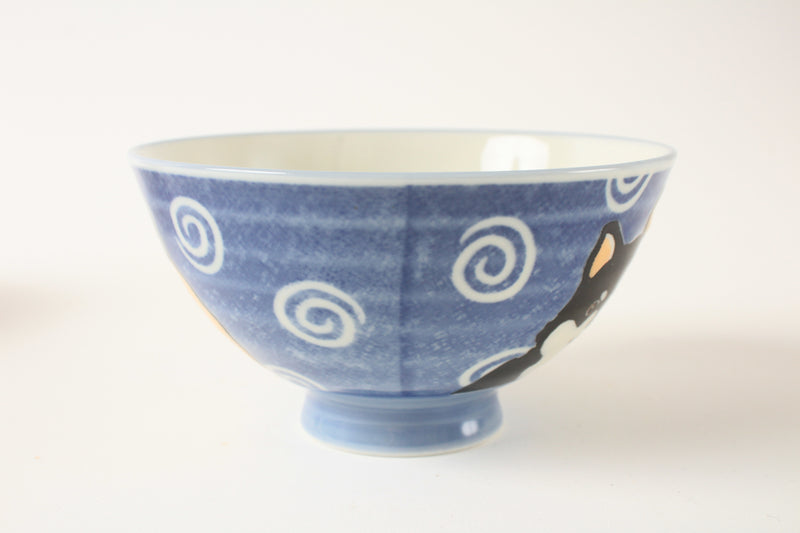 Mino ware Japanese Ceramics Rice Bowl Shibaken Blue made in Japan