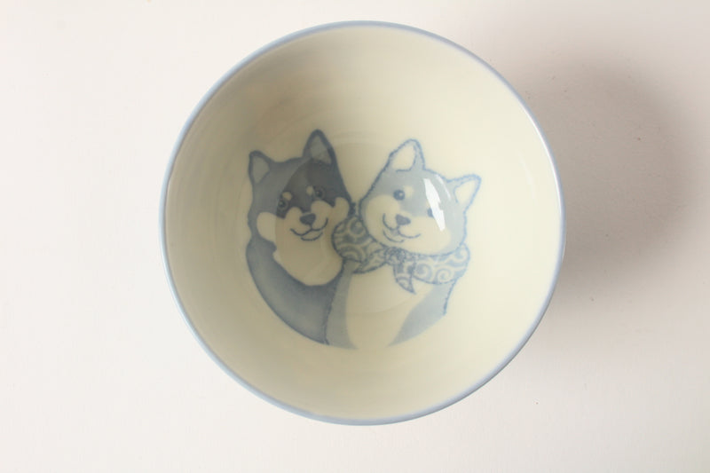 Mino ware Japanese Ceramics Rice Bowl Shibaken Blue made in Japan