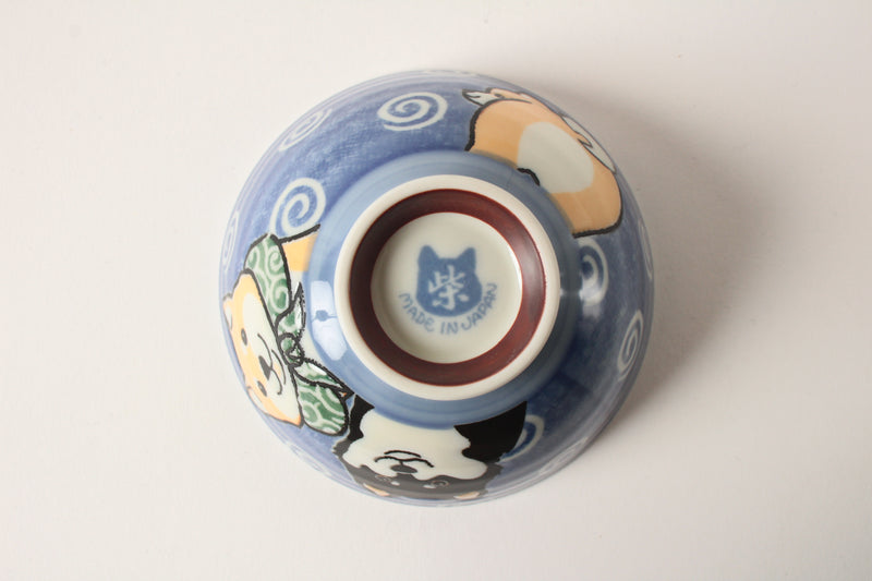 Mino ware Japanese Ceramics Rice Bowl Shibaken Blue made in Japan