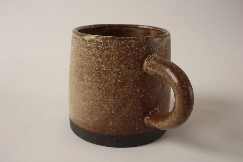 Mino ware Japanese Pottery Mug Cup Peanut Brown & Ocher Tapered-shape made in Japan