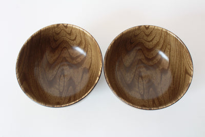 Mino Ware Japanese Ceramics 4.9inch Donburi Bowl Set of 2 Wood Grain Pattern Made in Japan